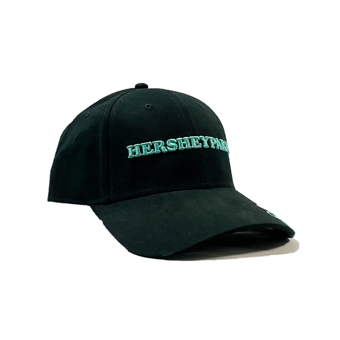 Hersheypark Pinwheel Embroidered Hat Black w/Teal Lettering