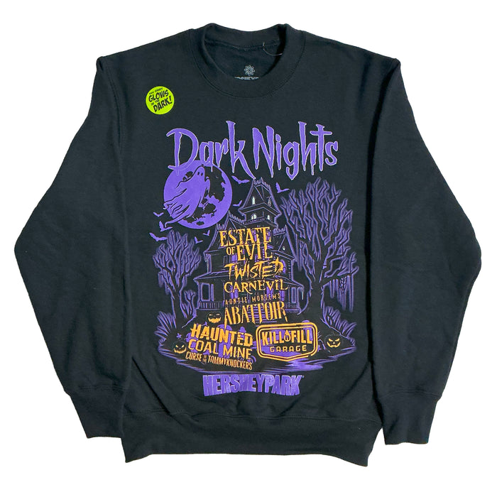 Hersheypark Dark Nights "Haunted House Logos" Youth Crew Sweatshirt