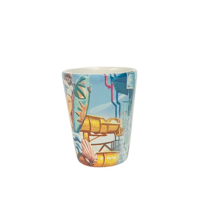 Hersheypark White Ceramic Boardwalk Artwork Shot Glass