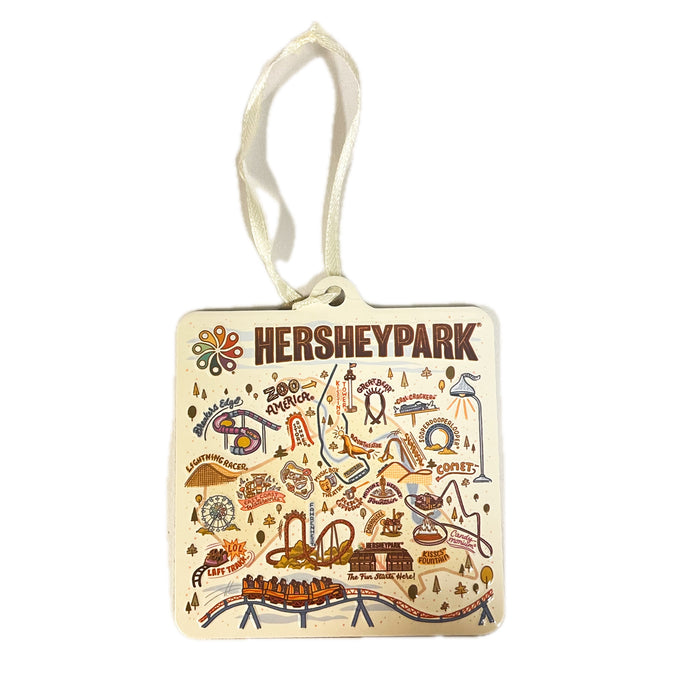 Hersheypark Stamped Metal Map Ornament