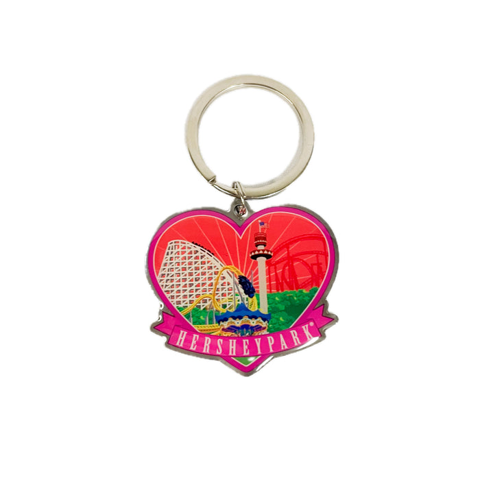 Hersheypark Heart with Rides Keychain