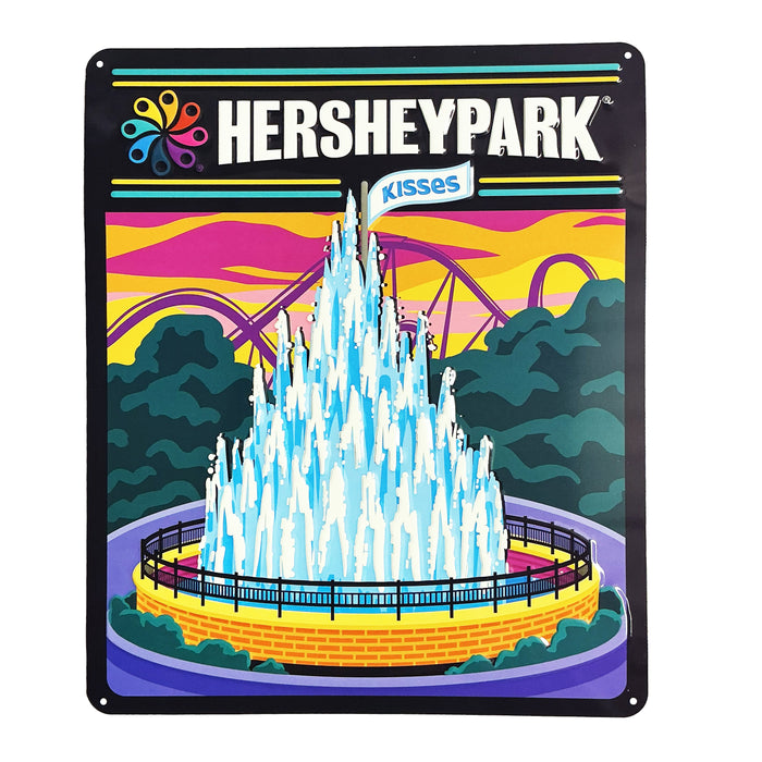 Hersheypark Stamped Metal KISSES Fountain Sign